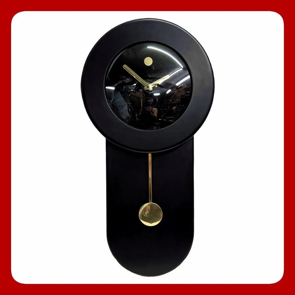 Empire Art Products Black Gold Pendulum Wall Clock Post-Modern Decor 27in